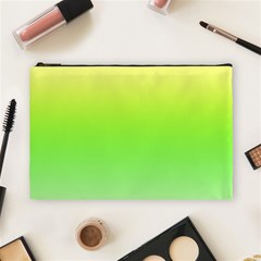 Lemon Yellow And Lime Green Gradient Ombre Color Cosmetic Bag (large) by SpinnyChairDesigns