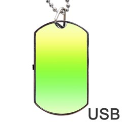 Lemon Yellow And Lime Green Gradient Ombre Color Dog Tag Usb Flash (two Sides) by SpinnyChairDesigns