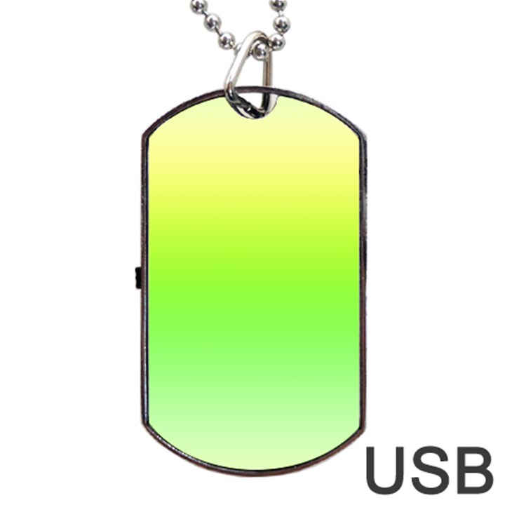 Lemon Yellow and Lime Green Gradient Ombre Color Dog Tag USB Flash (Two Sides)