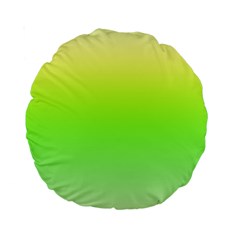 Lemon Yellow And Lime Green Gradient Ombre Color Standard 15  Premium Round Cushions by SpinnyChairDesigns