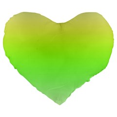 Lemon Yellow And Lime Green Gradient Ombre Color Large 19  Premium Heart Shape Cushions by SpinnyChairDesigns