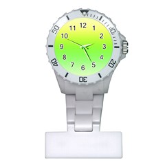 Lemon Yellow And Lime Green Gradient Ombre Color Plastic Nurses Watch by SpinnyChairDesigns