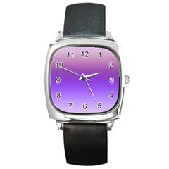 Plum And Violet Purple Gradient Ombre Color Square Metal Watch by SpinnyChairDesigns