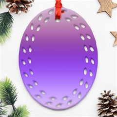 Plum And Violet Purple Gradient Ombre Color Oval Filigree Ornament (two Sides) by SpinnyChairDesigns