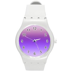 Plum And Violet Purple Gradient Ombre Color Round Plastic Sport Watch (m) by SpinnyChairDesigns