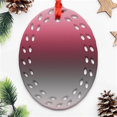 Blush Pink And Grey Gradient Ombre Color Ornament (oval Filigree) by SpinnyChairDesigns