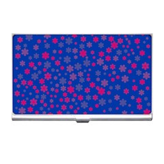 Bisexual Pride Tiny Scattered Flowers Pattern Business Card Holder by VernenInk