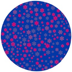 Bisexual Pride Tiny Scattered Flowers Pattern Wooden Puzzle Round by VernenInk