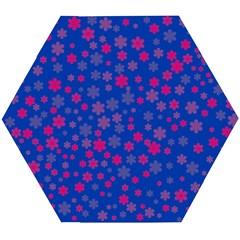 Bisexual Pride Tiny Scattered Flowers Pattern Wooden Puzzle Hexagon by VernenInk