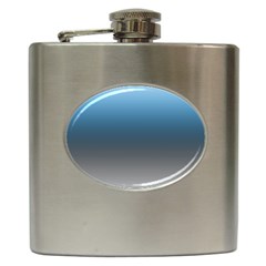 Sky Blue And Grey Color Gradient Ombre Hip Flask (6 Oz) by SpinnyChairDesigns