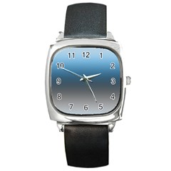 Sky Blue And Grey Color Gradient Ombre Square Metal Watch by SpinnyChairDesigns