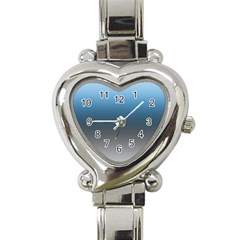 Sky Blue And Grey Color Gradient Ombre Heart Italian Charm Watch by SpinnyChairDesigns