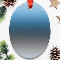 Sky Blue And Grey Color Gradient Ombre Oval Ornament (two Sides) by SpinnyChairDesigns