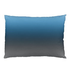 Sky Blue And Grey Color Gradient Ombre Pillow Case by SpinnyChairDesigns