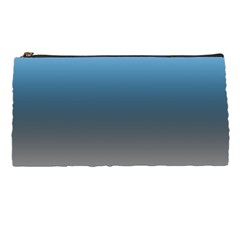 Sky Blue And Grey Color Gradient Ombre Pencil Case by SpinnyChairDesigns