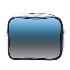 Sky Blue And Grey Color Gradient Ombre Mini Toiletries Bag (one Side) by SpinnyChairDesigns