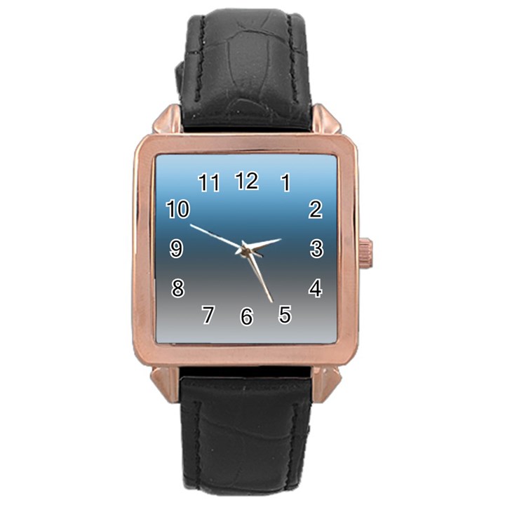 Sky Blue and Grey Color Gradient Ombre Rose Gold Leather Watch 