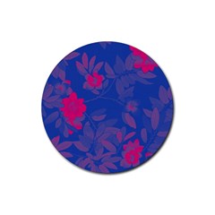 Bi Floral-pattern-background-1308 Rubber Round Coaster (4 Pack)  by VernenInk