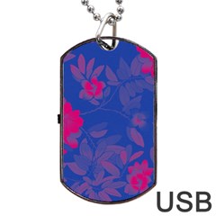 Bi Floral-pattern-background-1308 Dog Tag Usb Flash (two Sides) by VernenInk