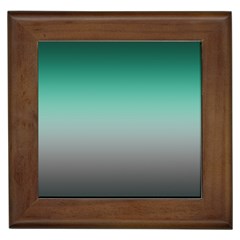 Teal Green and Grey Gradient Ombre Color Framed Tile