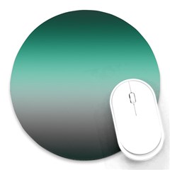 Teal Green and Grey Gradient Ombre Color Round Mousepads