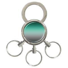 Teal Green and Grey Gradient Ombre Color 3-Ring Key Chain