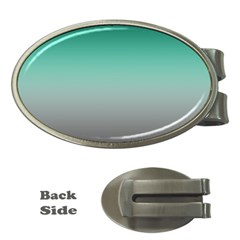 Teal Green and Grey Gradient Ombre Color Money Clips (Oval) 