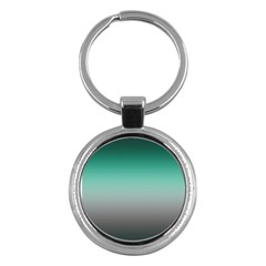 Teal Green and Grey Gradient Ombre Color Key Chain (Round)