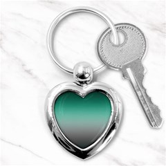 Teal Green and Grey Gradient Ombre Color Key Chain (Heart)