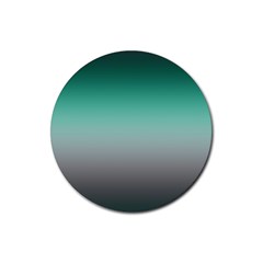 Teal Green And Grey Gradient Ombre Color Rubber Round Coaster (4 Pack)  by SpinnyChairDesigns