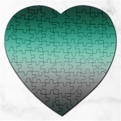 Teal Green And Grey Gradient Ombre Color Jigsaw Puzzle (heart) by SpinnyChairDesigns