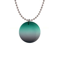 Teal Green and Grey Gradient Ombre Color 1  Button Necklace