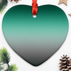 Teal Green and Grey Gradient Ombre Color Heart Ornament (Two Sides)