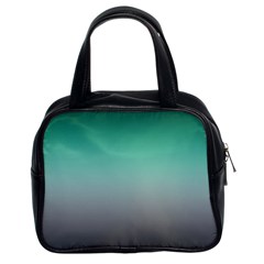 Teal Green and Grey Gradient Ombre Color Classic Handbag (Two Sides)