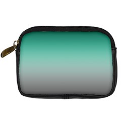 Teal Green and Grey Gradient Ombre Color Digital Camera Leather Case