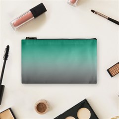 Teal Green and Grey Gradient Ombre Color Cosmetic Bag (Small)