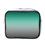 Teal Green and Grey Gradient Ombre Color Mini Toiletries Bag (One Side) Front