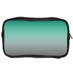 Teal Green and Grey Gradient Ombre Color Toiletries Bag (Two Sides)