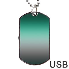 Teal Green And Grey Gradient Ombre Color Dog Tag Usb Flash (one Side) by SpinnyChairDesigns