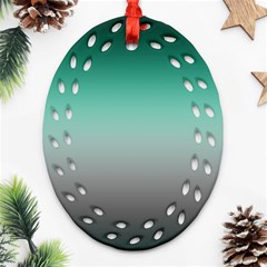 Teal Green and Grey Gradient Ombre Color Oval Filigree Ornament (Two Sides)