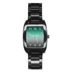 Teal Green and Grey Gradient Ombre Color Stainless Steel Barrel Watch