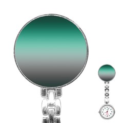 Teal Green and Grey Gradient Ombre Color Stainless Steel Nurses Watch