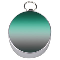 Teal Green And Grey Gradient Ombre Color Silver Compasses by SpinnyChairDesigns