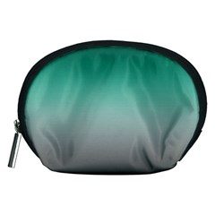 Teal Green And Grey Gradient Ombre Color Accessory Pouch (medium) by SpinnyChairDesigns