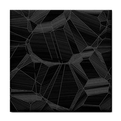 Black Tourmaline Stone Geometric Pattern Tile Coaster by SpinnyChairDesigns