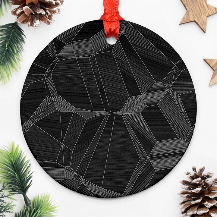 Black Tourmaline Stone Geometric Pattern Ornament (Round)