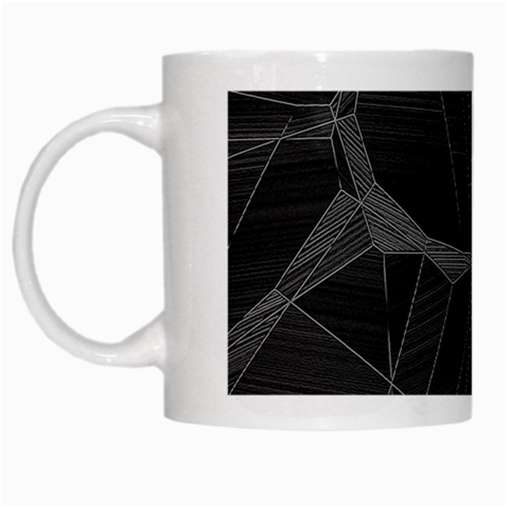 Black Tourmaline Stone Geometric Pattern White Mugs