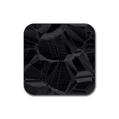 Black Tourmaline Stone Geometric Pattern Rubber Coaster (square)  by SpinnyChairDesigns