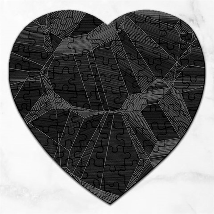 Black Tourmaline Stone Geometric Pattern Jigsaw Puzzle (Heart)