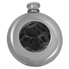 Black Tourmaline Stone Geometric Pattern Round Hip Flask (5 Oz) by SpinnyChairDesigns